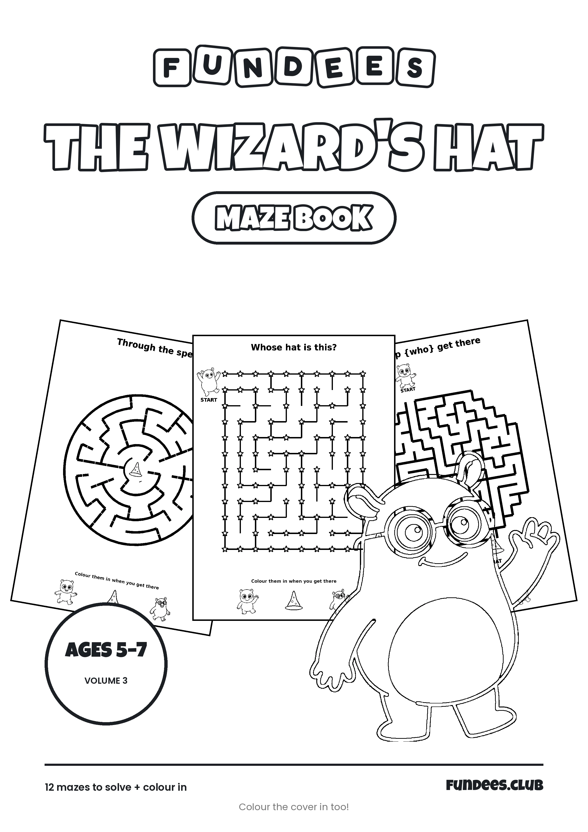 The Wizard's Hat coloring book cover, Ages 5–7, volume 3