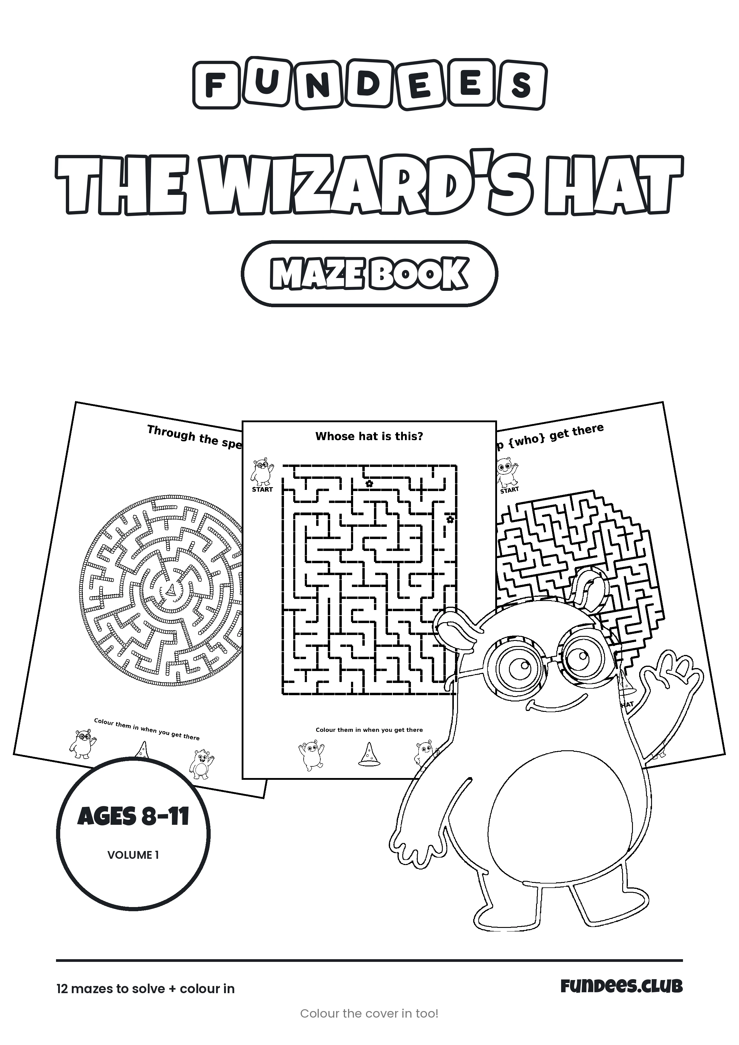 The Wizard's Hat coloring book cover, Ages 8–11, volume 1