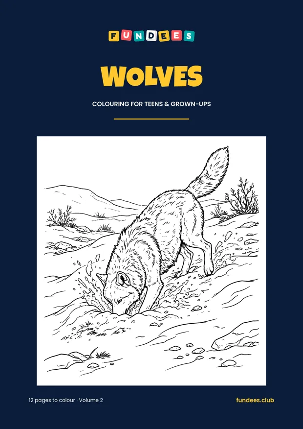 Wolves coloring book cover, Teens & grown-ups, volume 2