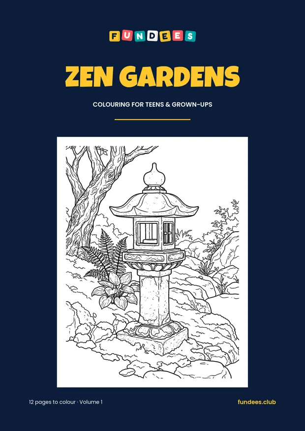 Zen Gardens coloring book cover, Teens & grown-ups, volume 1