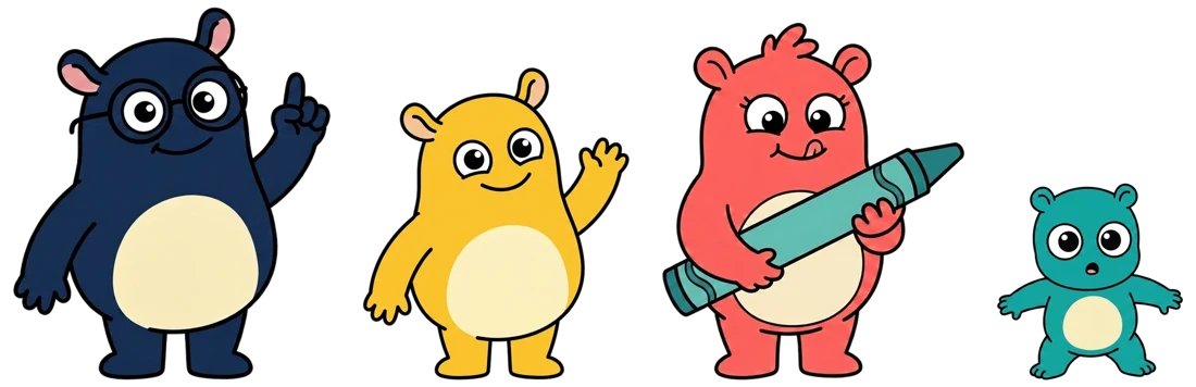 The four Fundees characters standing together